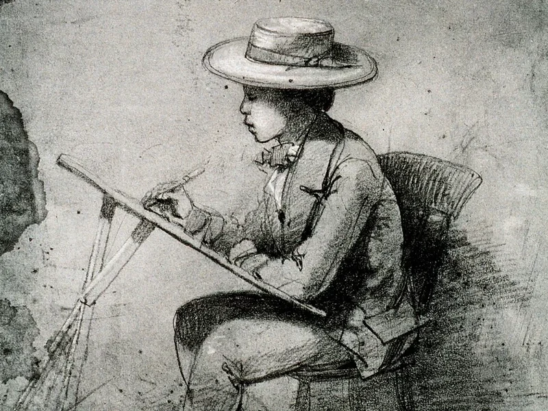 1832-John Ross Key - Schizzo di ragazzo che disegna